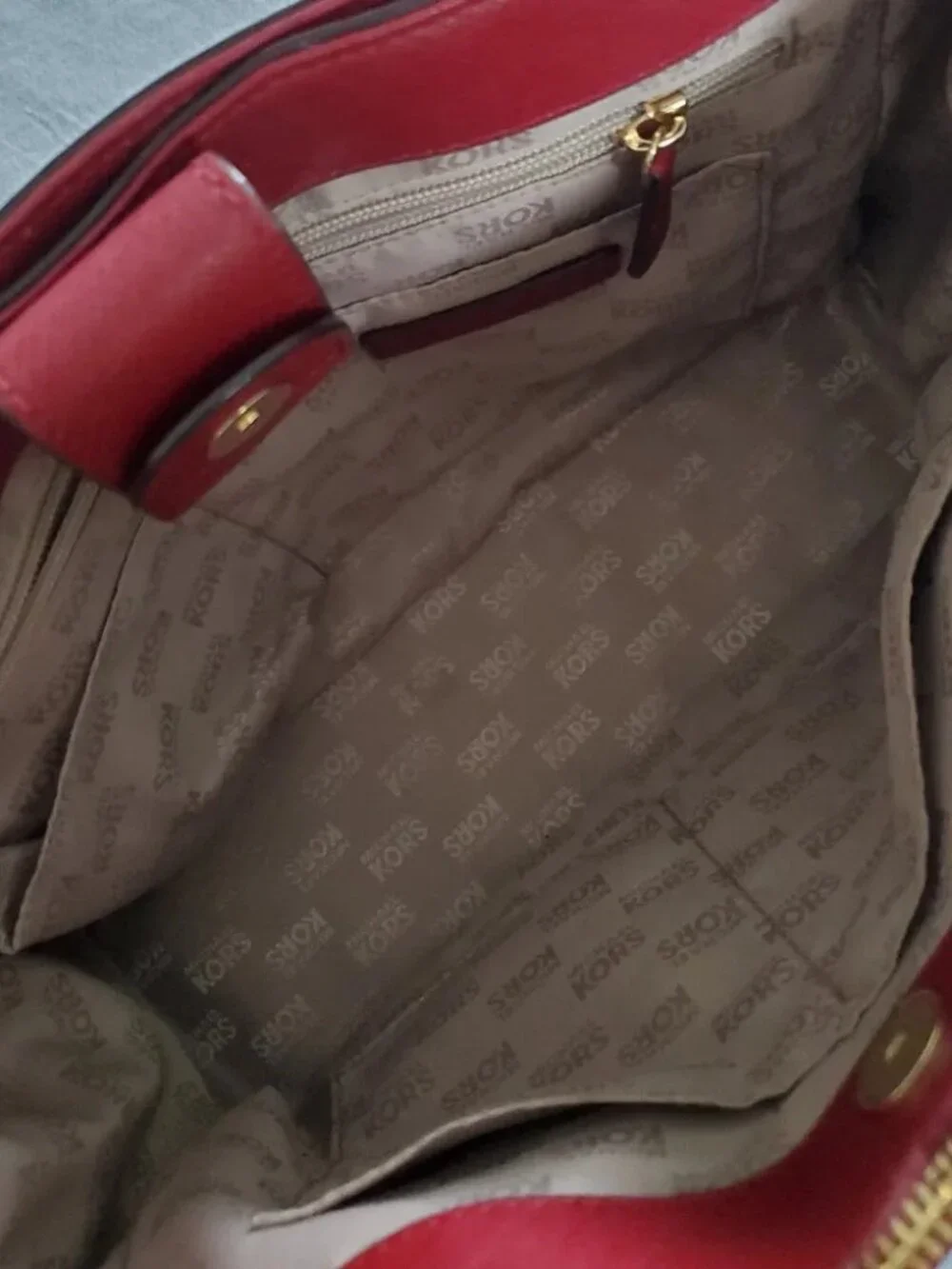 Michael Kors red saffiano leather top handle crossbody
